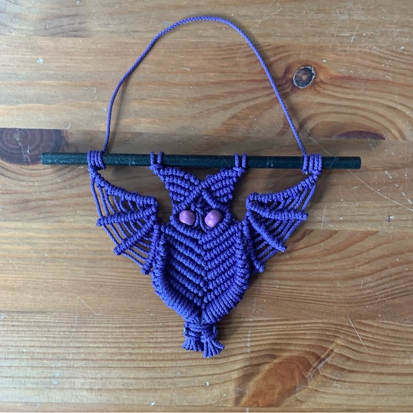 Purple Macrame Bat Charm - Picture 2 of 2